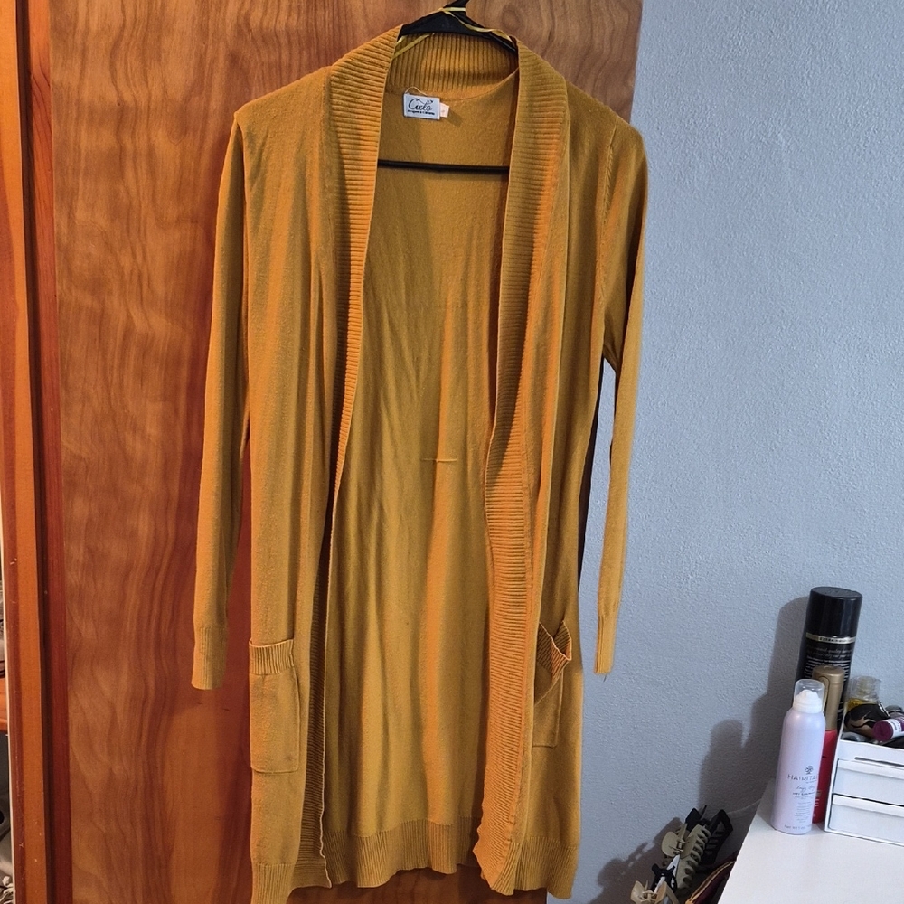 Cielo Longline Mustard Open-Front Cardigan